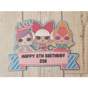 LOL Dolls Glitter Card Cake Topper