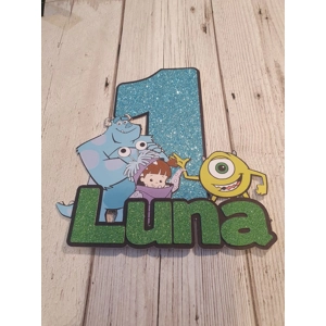 3D Monsters Inc Glitter Card Cake Topper