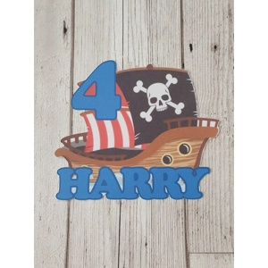 Pirate Ship Card Cake Topper