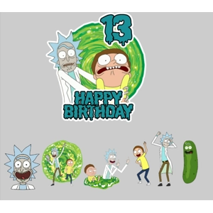Rick & Morty Card Cake Topper Set