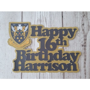 Rugby / Football Team Glitter Card Cake Topper