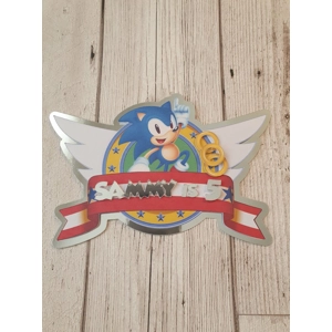 3D Sonic the Hedgehog Mirror Card Cake Topper