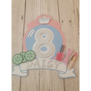 3D Spa Day Pamper Party Card Cake Topper