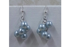 Blue pearl bead cluster earrings