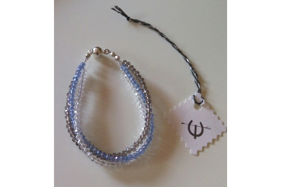White blue and grey crystal bead twisted bracelet