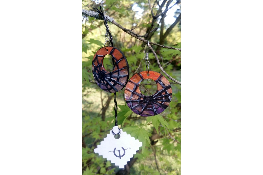 Round Halloween Web Earrings