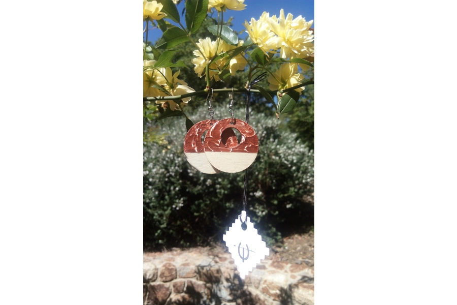 Copper Marble Look Round Earrings