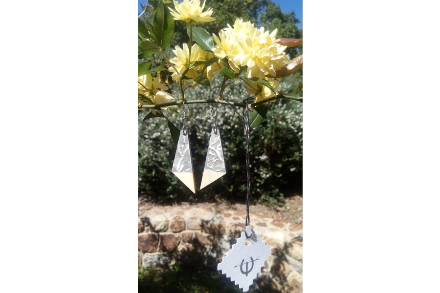 Silver Marble Look Triangle Earrings