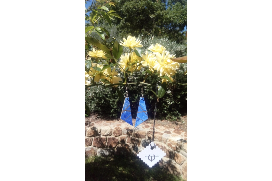 Triangle Wooden Abstract Earrings #3