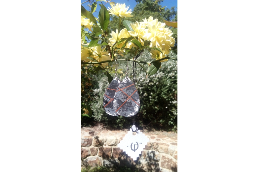 Teardrop Wooden Abstract Earrings #3