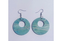 Round Wooden Abstract Earrings #3