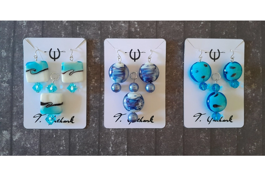 Beaded Earrings and Matching Pendants