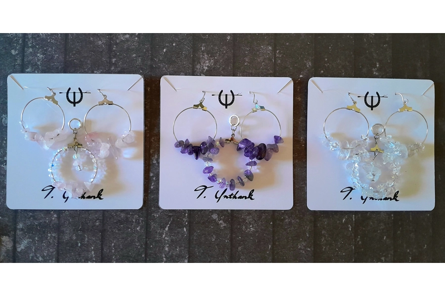 Gemstone Earrings and Matching Pendant