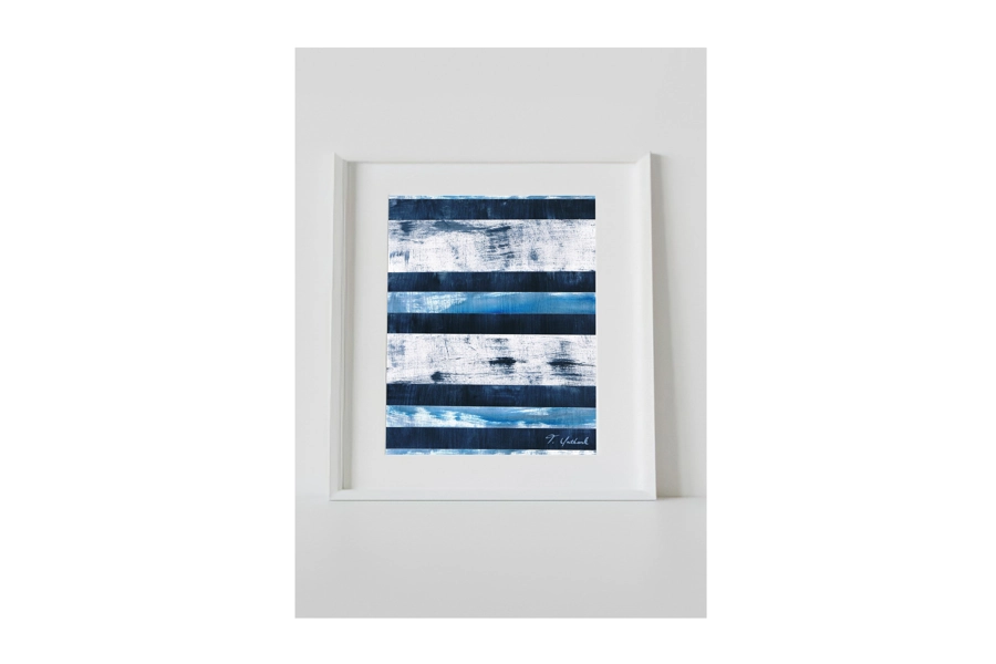 Blue and White Stipes Print