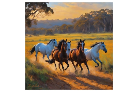 Horses Galloping In The Aust.. Horses Galloping In The Aust..