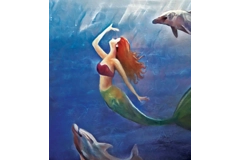 Mermaid and Dolphins Mixed Media Digital Art Print