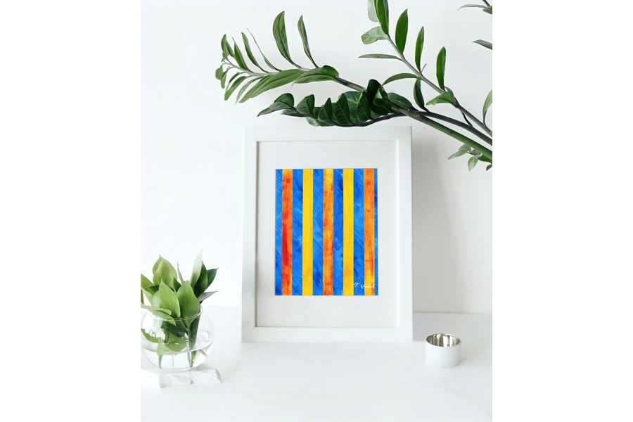 Orange and Blue Stripes Print Orange and Blue Stripes Print