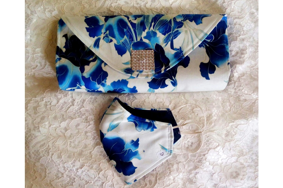 Floral Clutch Bag And Matching Face Mask