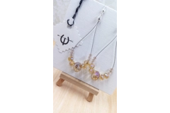 Champagne crystal beaded sliver long drop earrings