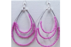 Pink beaded silver earrings