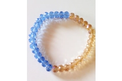 Champagne and Blue Crystal Beaded Bracelet