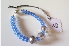 Blue and grey crystal beaded bracelet