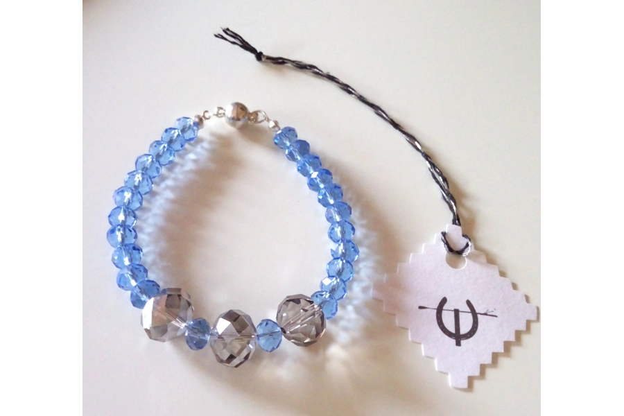 Blue and grey crystal beaded bracelet