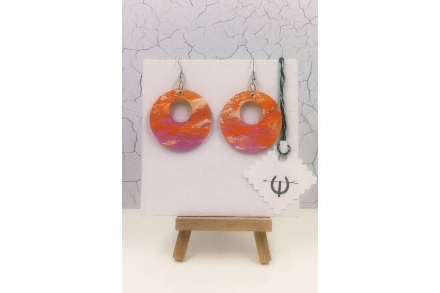 Round Wooden Abstract Earrings #1