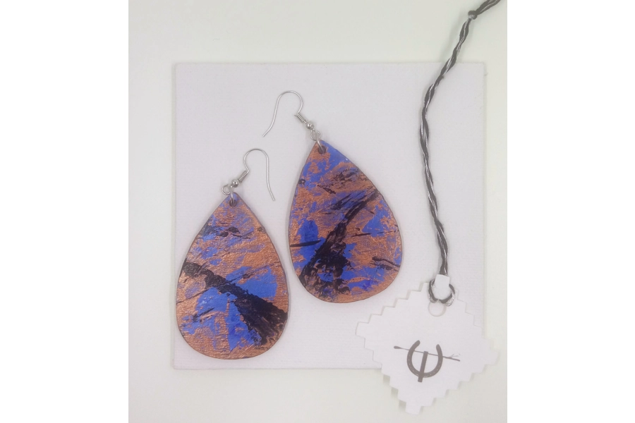 Teardrop Wooden Abstract Earrings #2