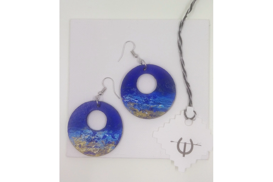 Round Wooden Abstract Earrings #2