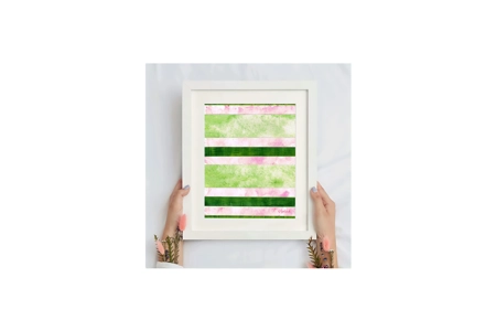 Pink and Green Stripes Print