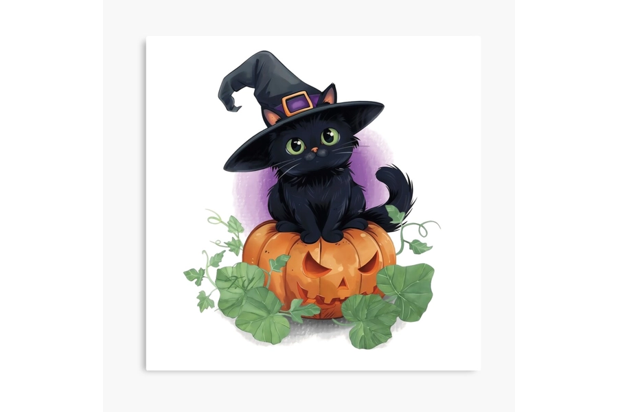 Halloween Cat and Pumpkin Halloween Cat and Pumpkin