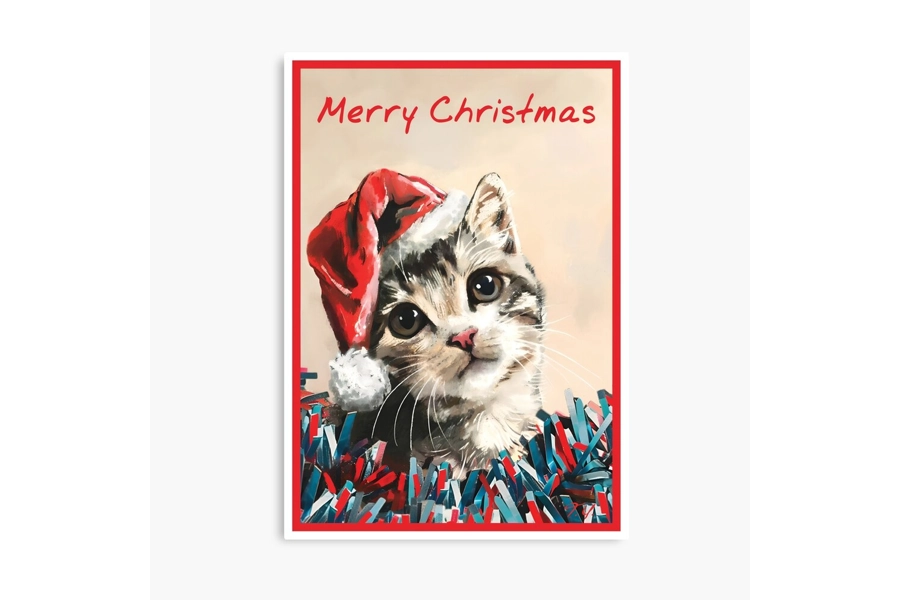 Christmas Cat Portrait Digital Art Print