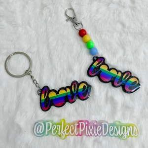 Black Mouse Love Rainbow Pride  Keychain / Bag Charms