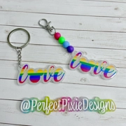 White Mouse Love Rainbow Pride  Keychain / Bag Charms