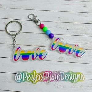 White Mouse Love Rainbow Pride Keychain / Bag Charms
