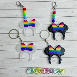 Girl Mouse Headband Rainbow Pride  Keychain / Bag Charms