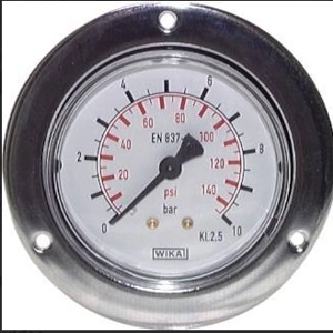 61240000 Pressure Clock 0-4 Bar (0..58 psi) Panel Mount Pressure Gauge Steel/Brass 40 mm Class 2.5 (Front Panel)