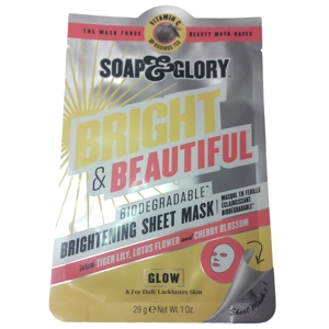 Soap and Glory Sheet Mask 29g Bright Beautiful Biodegradable Brightening Skin