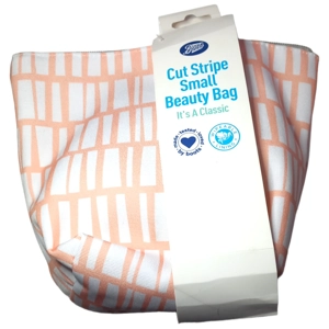 Boots Small Beauty Bag Cut Stripe Orange White Make-Up Cosmetics Travel Tools