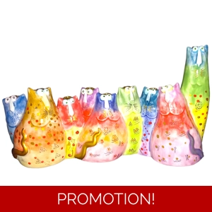 Studio DesignWorks Joy Cat Design Hand Painted Novelty Menorah Jewish Candle Holder Hanukkah Religio