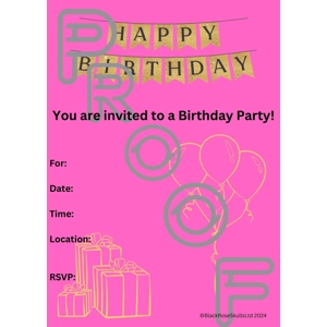 Pink & Gold Birthday Party Invitation: Simple Fill-In (PDF Digital Download)