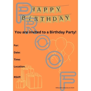 Gold & Orange Birthday Party Invitation: Simple Fill-In PDF (Digital Download)