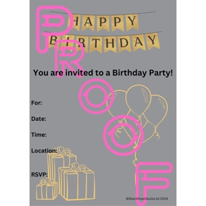 Gold & Gray Birthday Party Invitation: Simple Fill-In PDF (Digital Download)