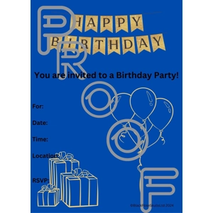 Gold & Dark Blue Birthday Party Invitation (PDF Digital Download)