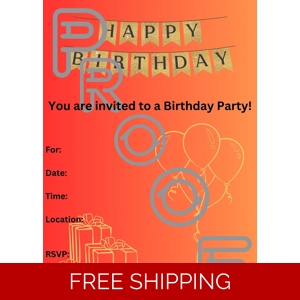 Gradient Birthday Party Invitation: Simple, Reusable (PDF Digital Download)