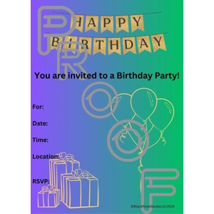 Gold & Purple Birthday Party Invitation: Simple Gradient Design (PDF Digital Download)