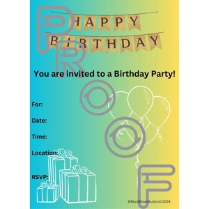 Gold & Blue Birthday Party Invitation: Simple Gradient Design (PDF Digital Download)
