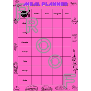 Weekly Meal Planner: Family Budget, Pink Printable Template (PDF Digital Download)