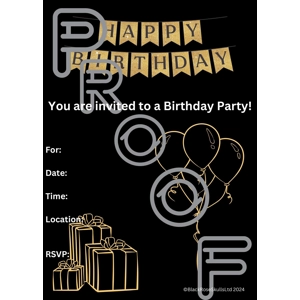 Black & Gold Birthday Party Invitation: Simple Fill-In PDF (Digital Download)